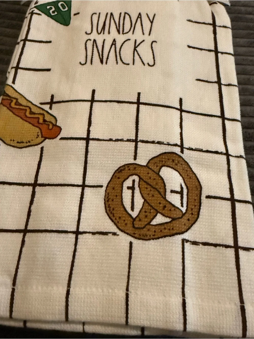Rae Dunn White 'Sunday Snacks' Kitchen Towel Set of 3- Football 🏈 Themed- NWT
